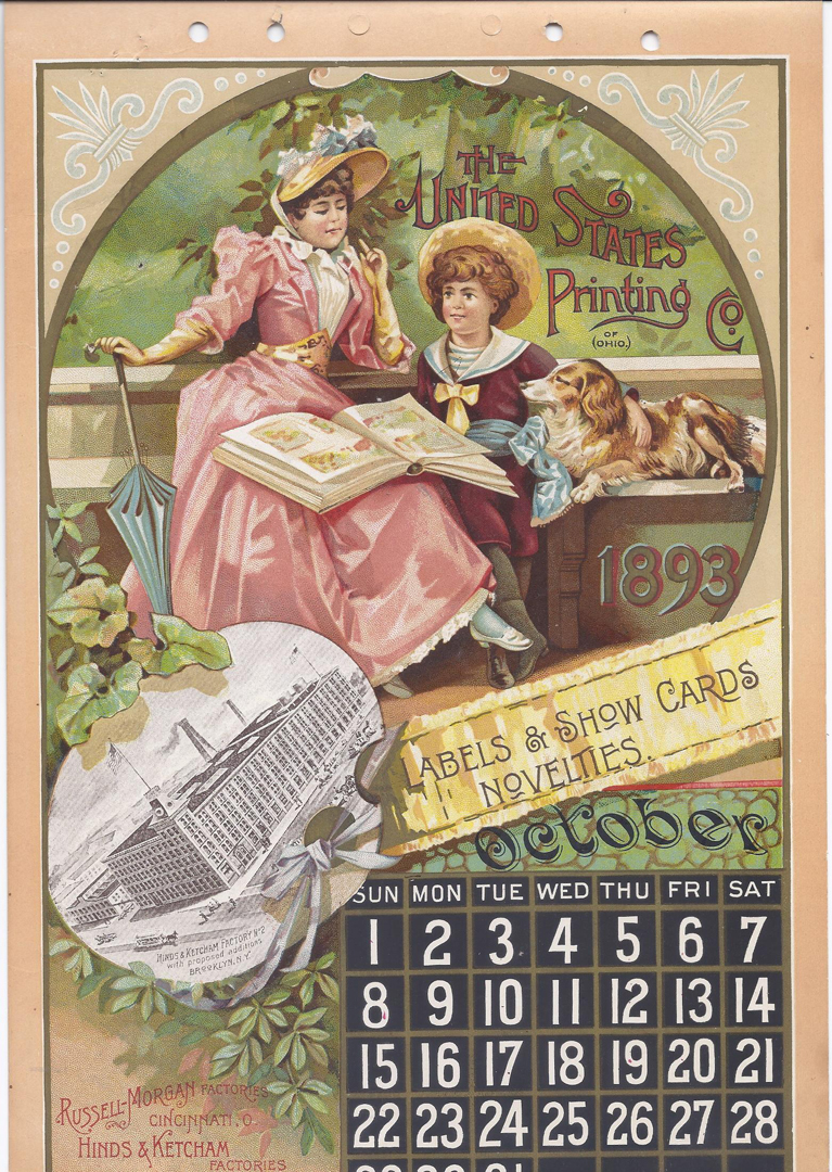 Lot #66: US Printing Calendar Page (October)